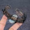 Angelite Stone Gemstone Handmade Copper Wire Wrap Cuff Bangle Adjustable D2q29