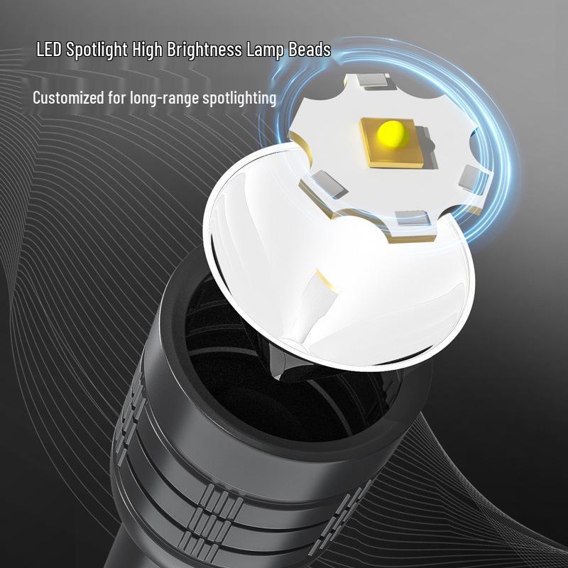 Deli Handheld Zoom Flashlight: Super Bright, Type-C Rechargeable, Ideal for Home, Outdoor, Camping, and Emergencies