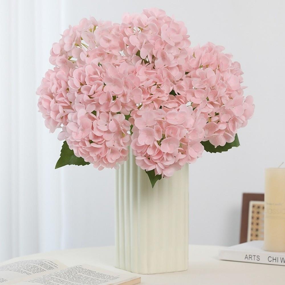 4 Heads Artificial Hydrangea Flower Realistic Faux Flowers Hydrangea Flowers Branch Outdoor Party