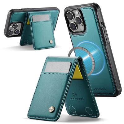 Für iPhone 14 Pro Leder-Rückseite Kompatibel mit MagSafe JEEHOOD J06 Handyhülle mit Kartenfach RFID-Blockierung
