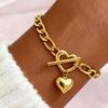 Stainless Steel Heart Pendant Bracelet For Women Fashionable Ot Clasp Design Minimalist Commuter Wrist Accessory Jewelry Gift