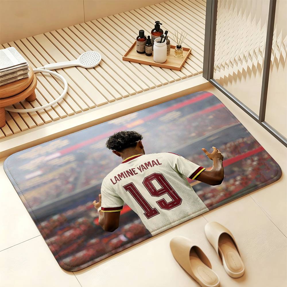 L-Lamine Yamal 19 Wonderkid Soft Comfortable Short Plush Rug Carpet mat Anti‑Slip Floor Mat Machine Washable Home Decor