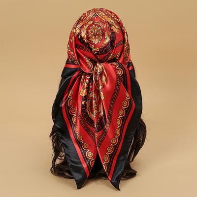 Bandana Lusso Seta 90*90Cm Foulard Quadrato Donna Sciarpa di Raso Copricapo Hijab Foulard Femminili Fascia per Capelli Polso Fazzoletto da Testa