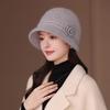 Autumn And Winter Hats Women'S Solid Color Flower High-End Mother Hat Plush Rabbit Fur Warm Knitted Wool Hat