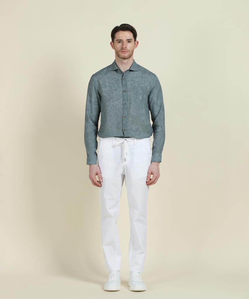 PANICALE Blue Lyocell Linen Washed Shirt