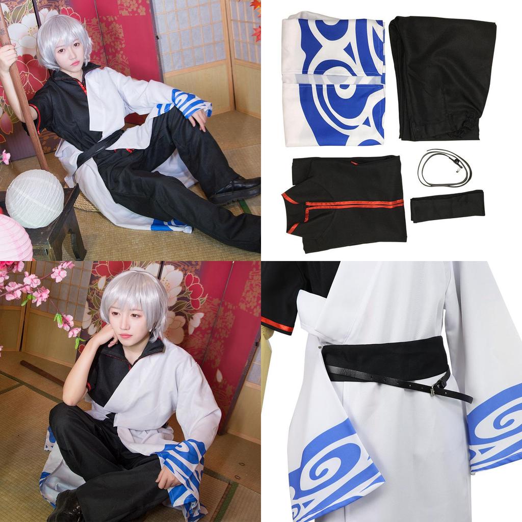 Premium Quality Gintama Sakata Gintoki Anime Silver Soul Halloween Costume Suit Full Set For Exceptional Cosplay Experience