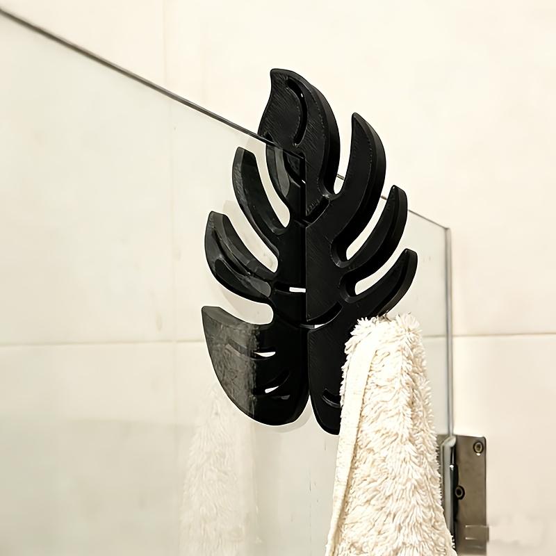 

Turtle Leaf Bathroom Hook Non-Perforated Glass Door Hook Bathroom Towel Hanger Instagram Style Decorative Storage Hook M-1 чёрный