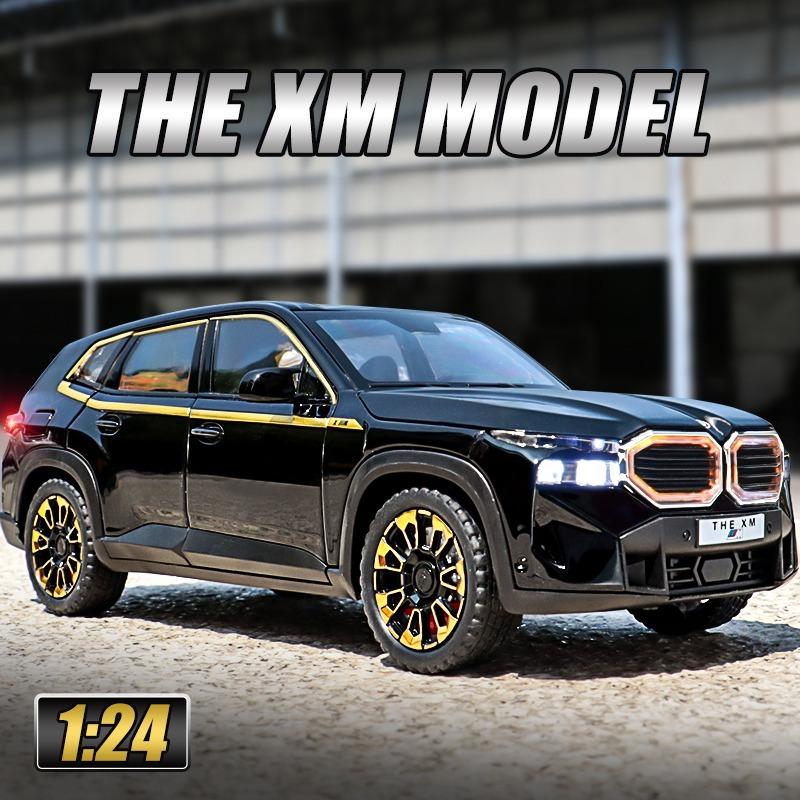1/24 BMW XM Liga de Alumínio SUV Modelo de Carro Nova Energia Veículos Off Road Brinquedos Crianças Meninos Presente Som e Luz Coletivo Voiture Miniature