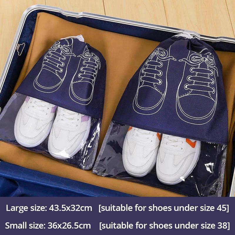 10pcs Shoe Storage Bag Thickened Non-woven Fabric Strap Mouth Large Capacity Beach Travel Bag Moistureproof Waterproof Shoe Bags