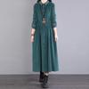 2025 Autumn Clothing New A-shaped Single-breasted Embroidered Dress Women's Loose and Thin Lapel Long-sleeved Temperament Long Dress