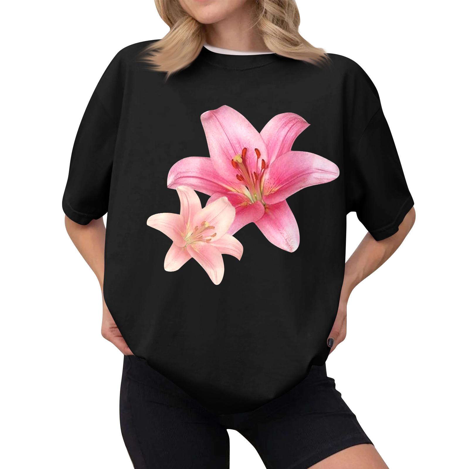 

Женская повседневная футболка с принтом, пуловер с круглым вырезом, топ с короткими рукавами XXXL чёрный