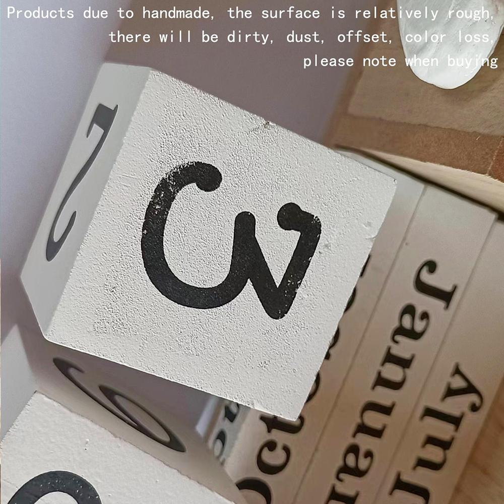 Wooden Home Perpetual Calendar with Pen Holder Block Perpetual for Home Office Desk Organizer Decoration