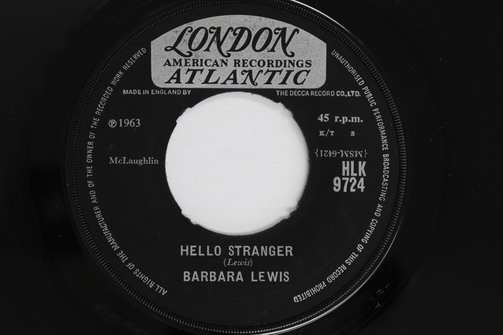 7inch Record BARBARA LEWIS - Hello Stranger / Think A Little Sug HLK9724 London Records 1963 UK Soul/Funk Used