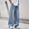 American high street wide-leg straight jeans men's washed old loose summer new thin trousers