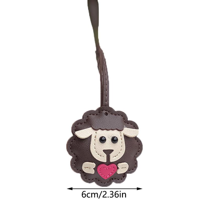 Lamb Keychain Pu Leather Animals Keyring Hanging Ornament Backpack Handbag Charm Gift For Men Women Korean Bag Charms