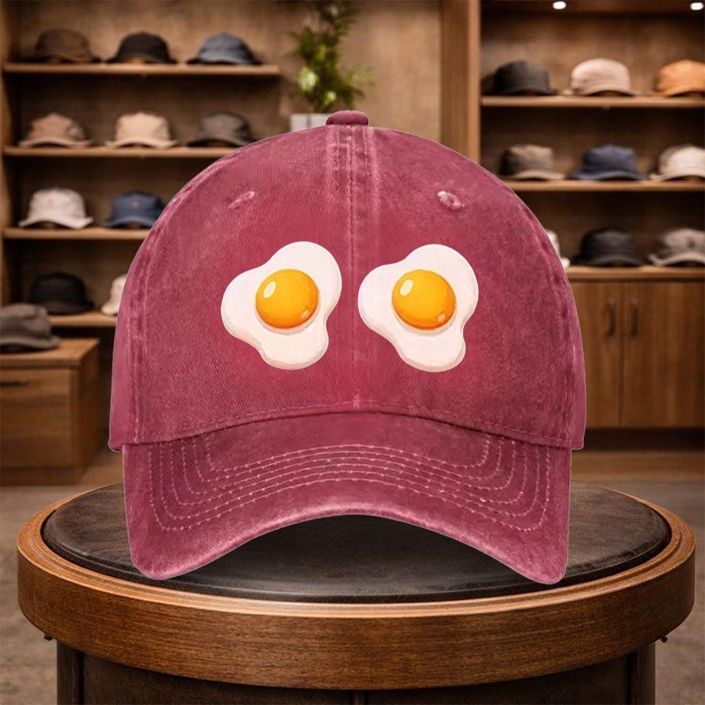 Baseball Cap with Two Fried Egg Prints Casual Snapback Fashion Hat Adjustable Outdoor Leisure Cap for All Seasons Ideal fo