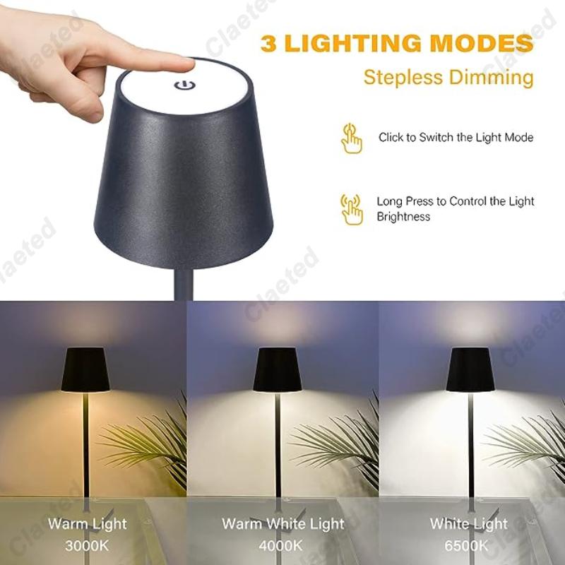 Cordless Table Lamp for Bedroom Rechargeable Wireless Touch Lamp Camping Candle Creative Lamp Rechargeable Coffee Bar  Desk Lamp
