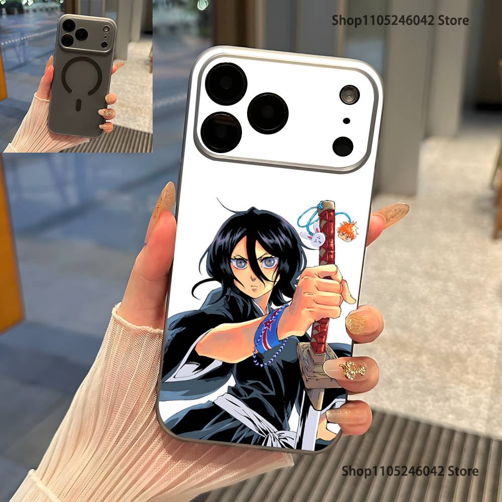 

R-Rukia Anime-E KuchikiS Transparent gray Phone Case For iPhone 17,16,15,14,13,12,11,Pro,Max,Plus Magnetic Wireless Charging iPhone16pro