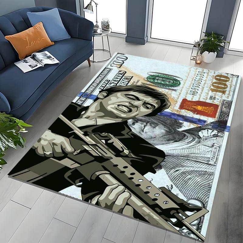 Tappeto Classico Scarface Tony Montana Movie Art per Camera da Letto Soggiorno Divano Decorazione Zerbino per Casa, Grande Tappeto Antiscivolo per Bambini