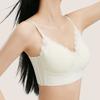 Champagne White Lace Triangle Cup Bra Seamless Lightweight Wireless Support for A-B Cups