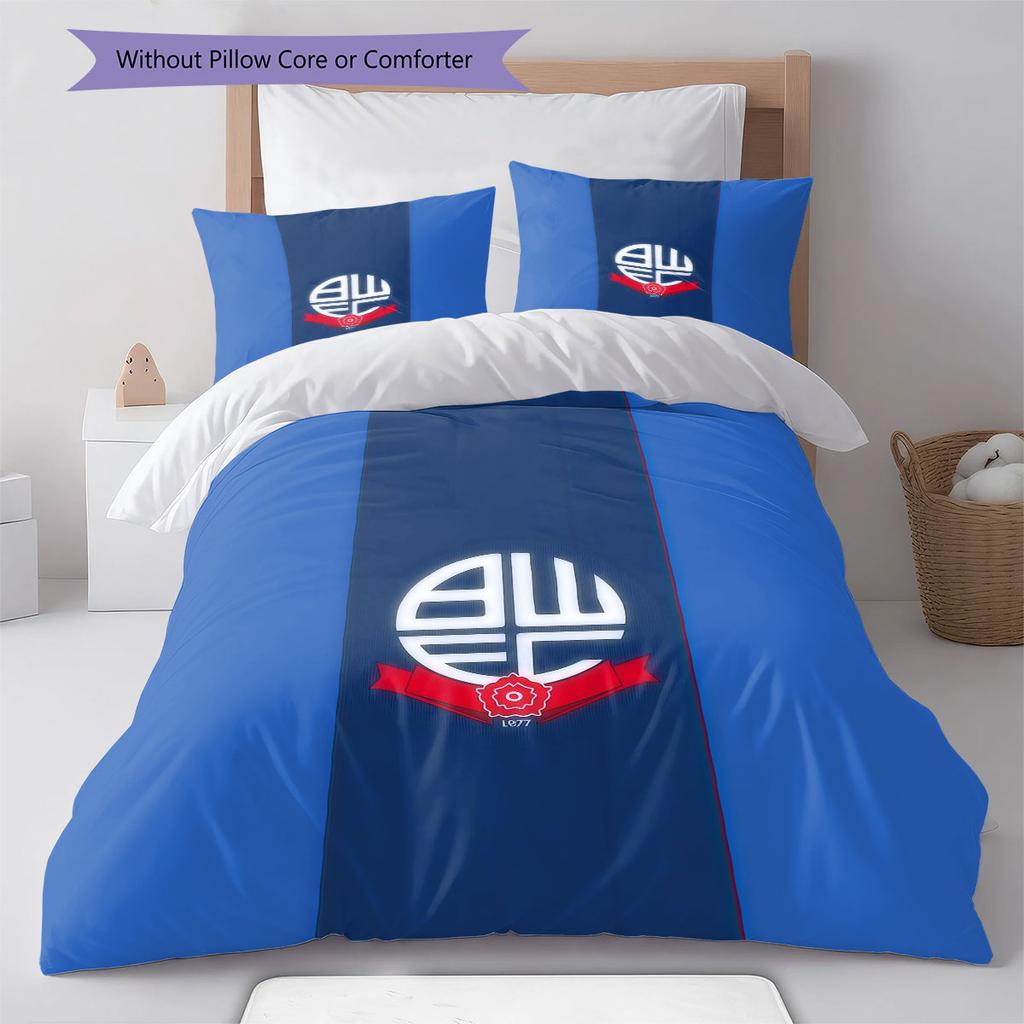 Bolton Poster Bettwäsche Steppdecke Set Bettbezug Kissenbezug Heimdekoration Geburtstagsgeschenk (1 Bettbezug + 2 Kissenbezüge, ohne Füllung)