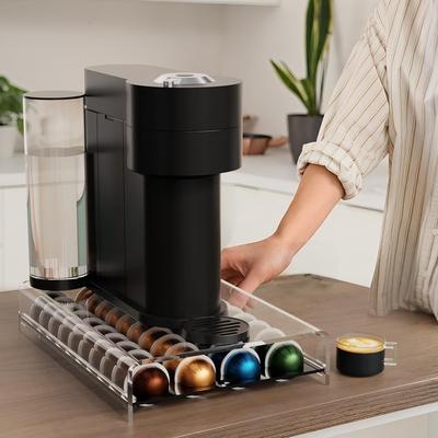 Szuflada do przechowywania na kapsułki do kawy Nespresso Vertuo, na blat, akrylowy organizer na kapsułki do kawy - 40 kapsułek