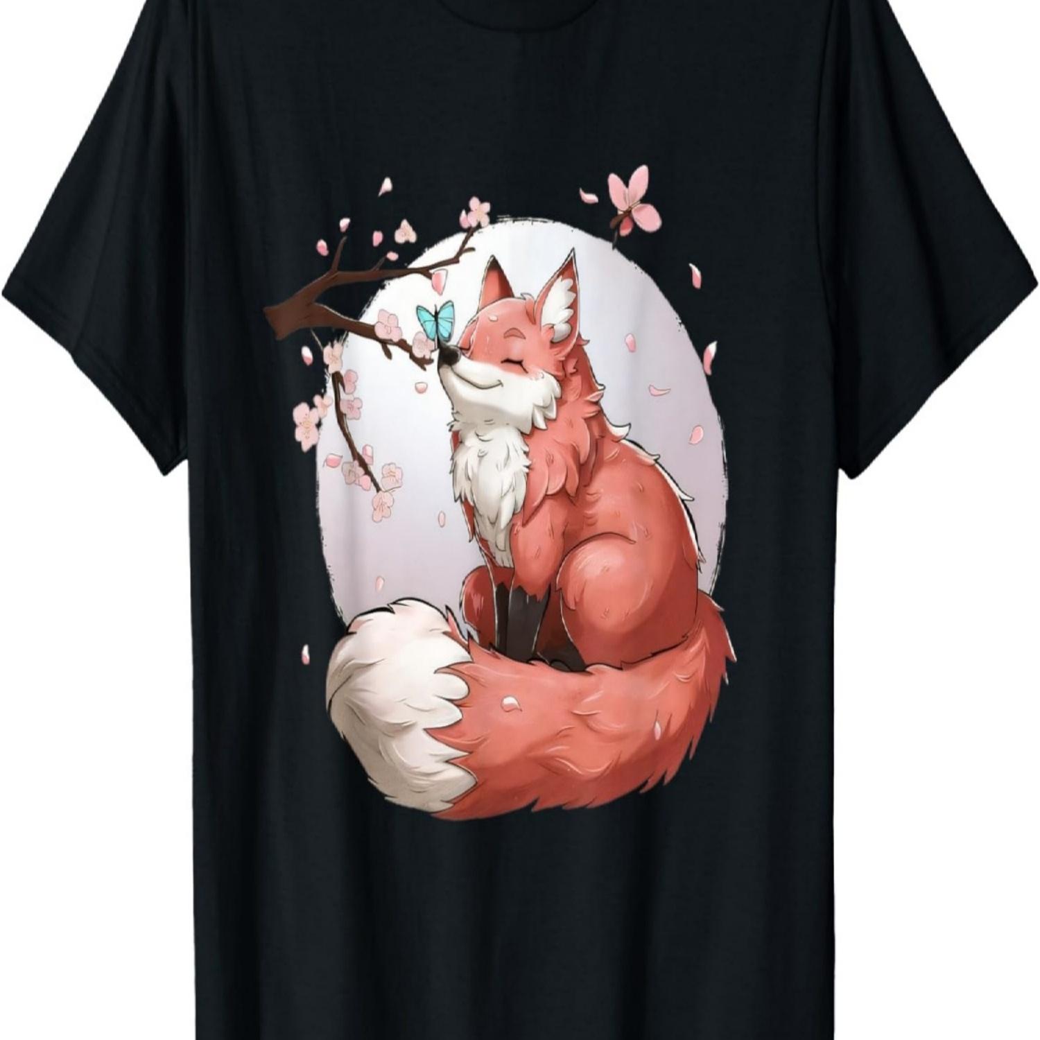

Fox Cherry Blossom Serene Vintage-Inspired Tee T-Shirt XXXXXL чорний