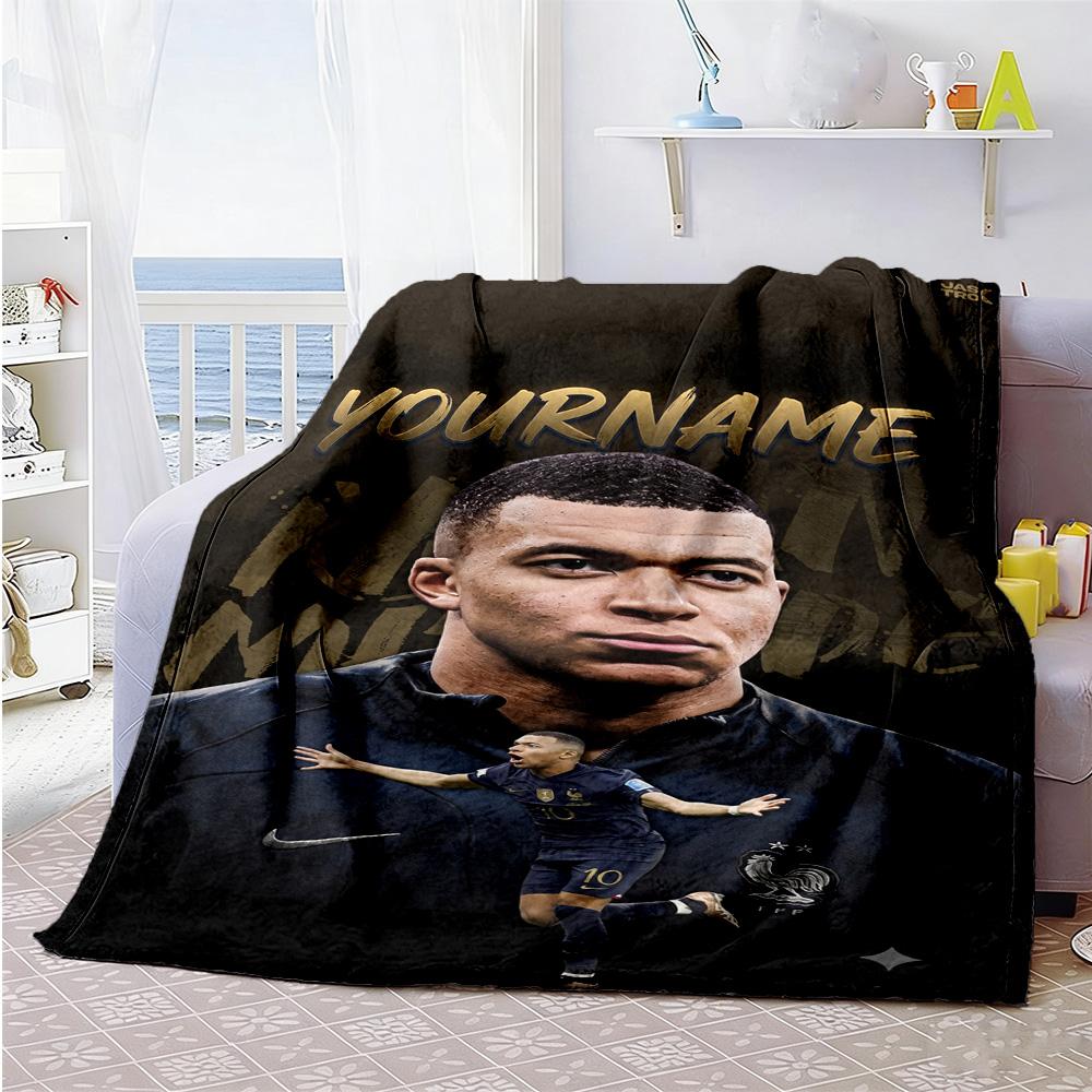 Mbappe 216 Customize Text Blanket Multi-purpose Customizable Blanket Durable Comfort Perfect for Sofa Nap Bedding Office Ideal for All Seasons