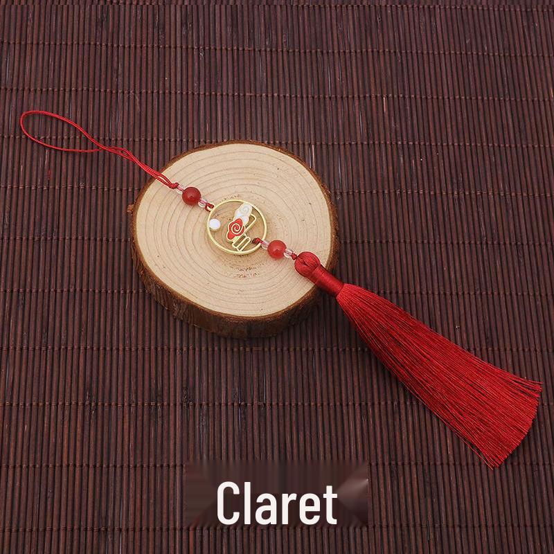 Colorful Clouds Chasing the Moon Tassel Pendant for Hanfu Qipao - 12CM Fan Lantern Jade Lapel Accessory
