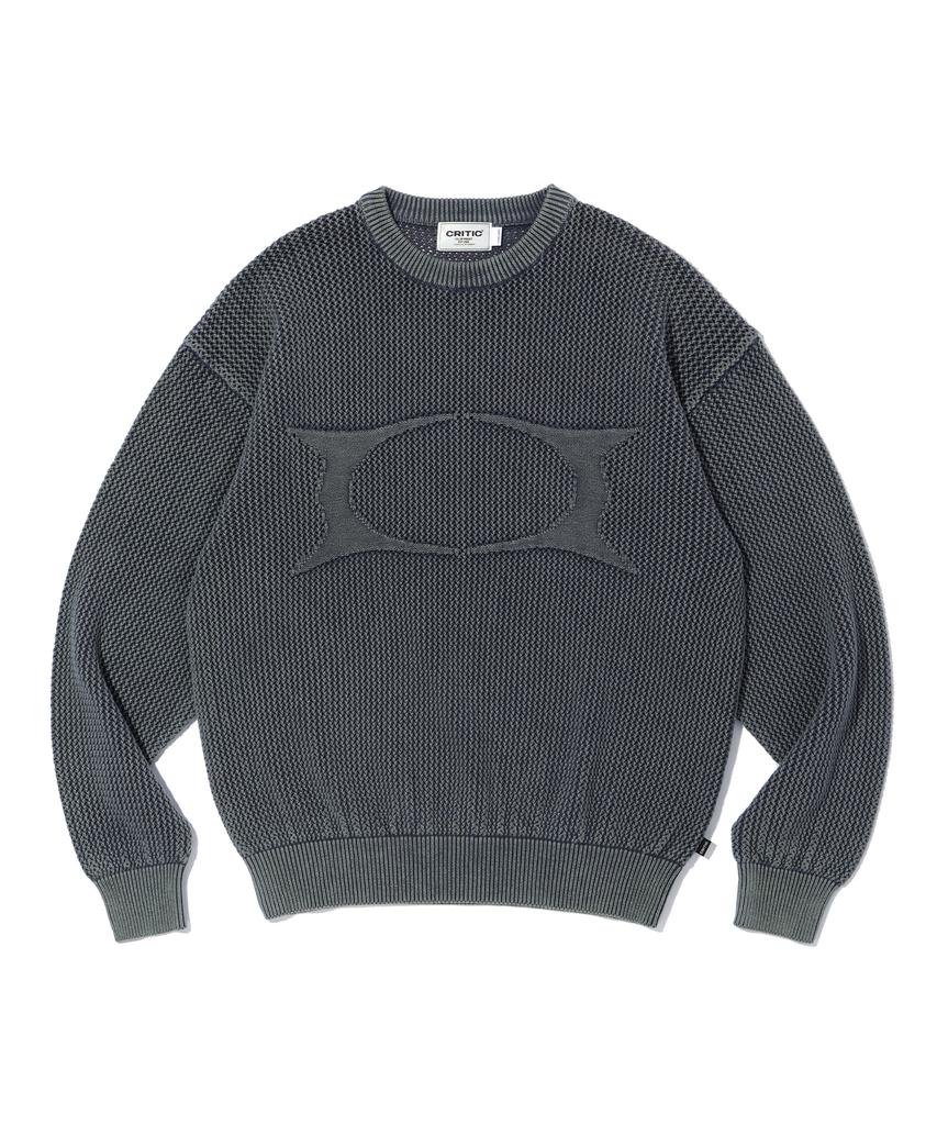 CRITIC Wormhole Logo Natural Dyeing Mesh Knit Charcoal