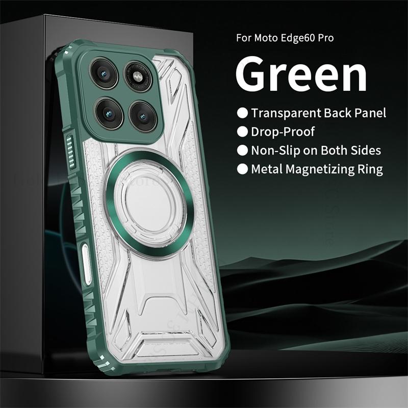 

Противоударный чехол-броня для телефона Magsafe для Motorola Edge 60 50 Fusion, гибридная прозрачная накладка военного класса для Moto Edge 60 50 Pro Edge 50 Fusion зелёный