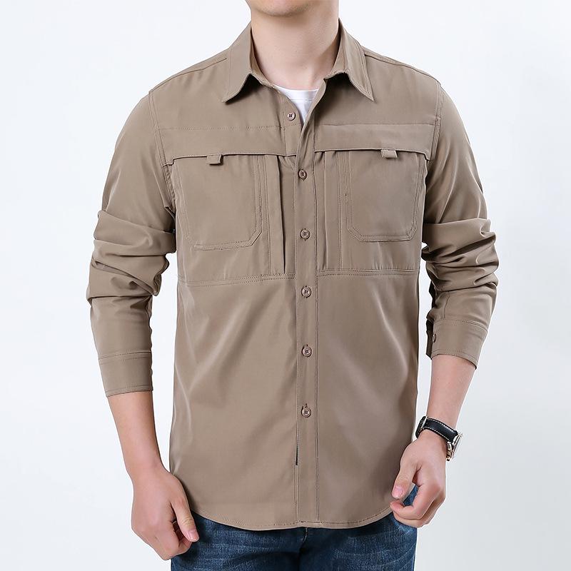 Men's Outdoor Quick Dry Tactical Shirt - Long Sleeve, Breathable, Elastic, Multi-Pocket