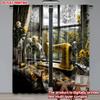 Set Of 2 Vintage Sewing Machine Curtains Yellow Antique Floral Tablecloth Retro Bedroom Decor Curtain Polyester Perfect For