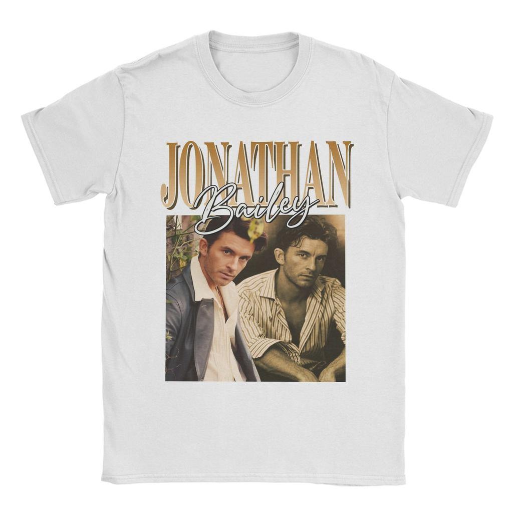 Jonathan Bailey Herren T-Shirts Lässiges T-Shirt Kurzarm Rundhals T-Shirts Reine Baumwolle Übergröße Tops