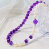 8Mm Vintage High Quality Natural Amethyst Freshwater Pearl Design Sense Necklace Clavicle Chain