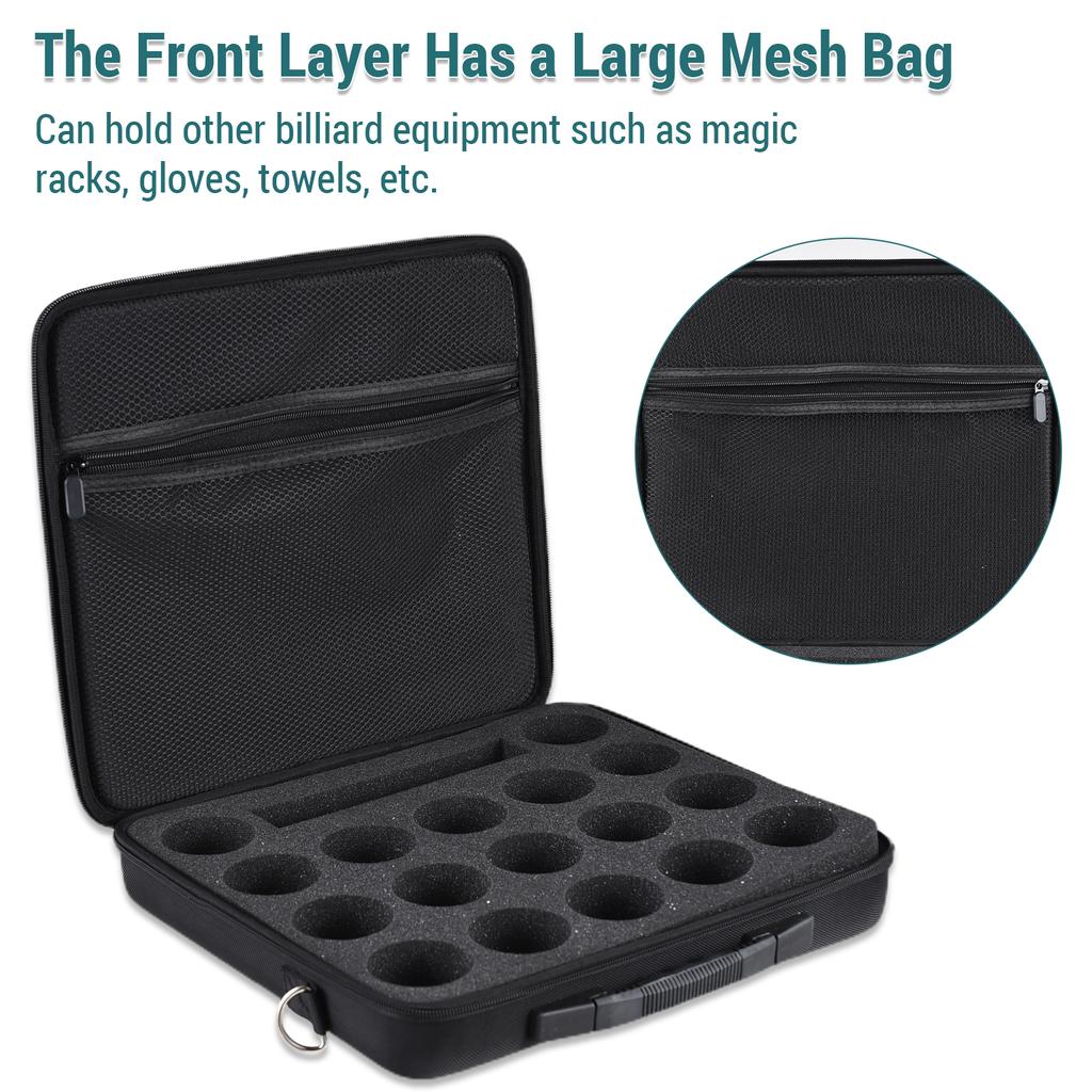 Pool Ball Bag American Black Eight Ball Storage Bag Case Canvas  Foam Can Hold 17 American Balls