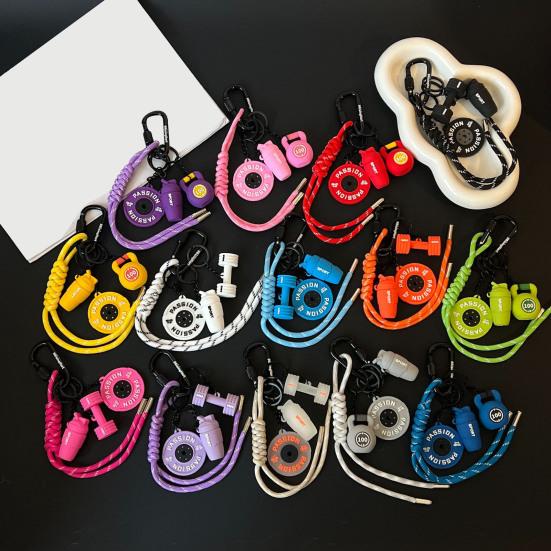 Fitness Keychain Weightlifting Fitness Equipment Charm with Keyring Weight Plate Dumbbell Key Chain Bag Backpack Charm Gift for Gym Enthusiasts