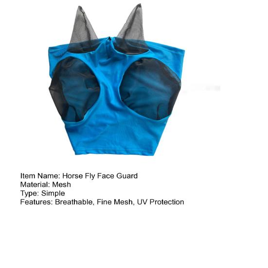 Horse Fly Face Guard with Ears Adjustable Half Face UV Protection Cover Breathable Fine Mesh Equine Fly Face Guard