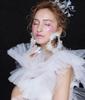 White Tulle Ribbon Bridal Wristband Ruffled Bracelet Party Mesh Sleeves Fake Cuffs Costume Performances Accessory