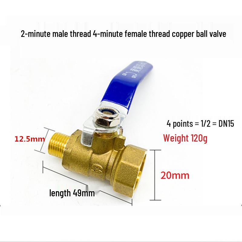 Copper Ball Valve with Butterfly Handle, Dual Thread, Pneumatic Water Valve, Sizes: 1/2", 3/4", 1" (DN8)