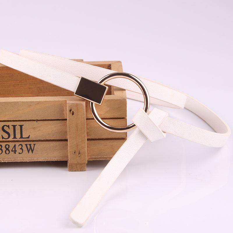 New Style Korean Women's Belt with Sweater Dress Decorative Tiny Leather Belt Versatile Women's Round Buckle Leather Belt
