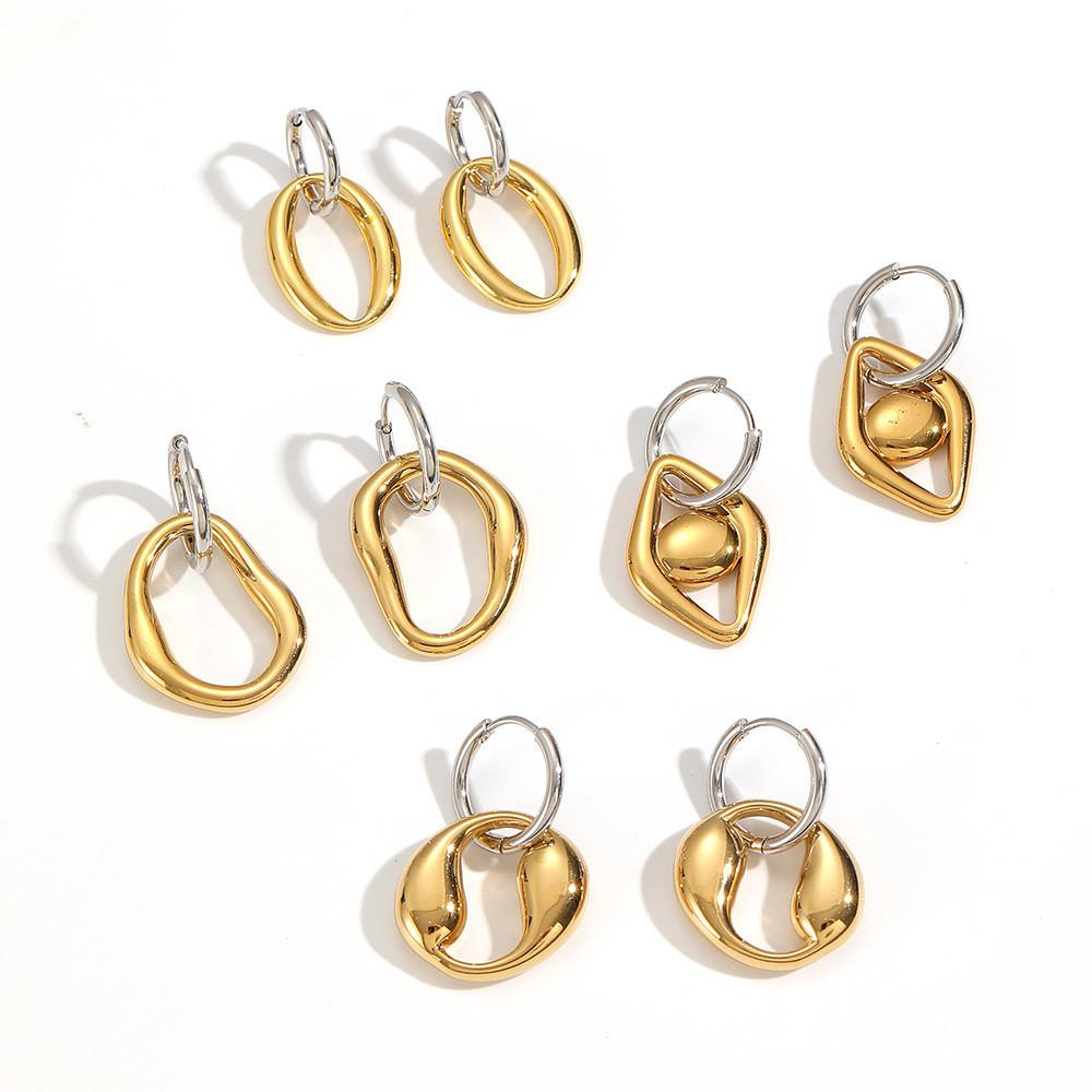 Geometric Stainless Steel Hoop Earrings For Women Summer Fashion Jewelry