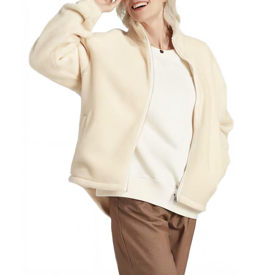 Adidas Originals Premium Essentials Overshirt With Stand Collar Long Sleeve Sweatshirt Women Tops Magic-White IM3899