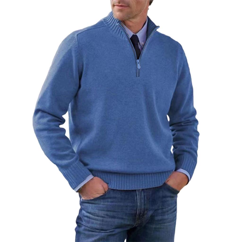 Men's  Big   Size  Knitting   Zipper  Keep   Warm  Base  Layer  Shirt  Sweater
