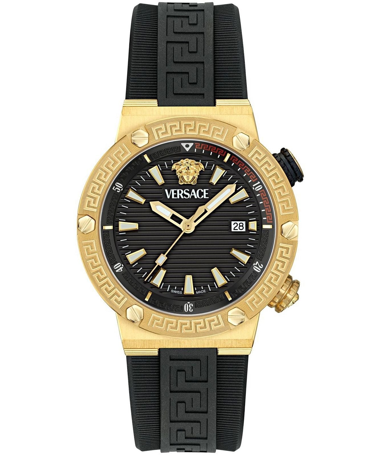 Versace Herren Greca Logo Taucheruhr Swiss Quartz VE8G00324 schwarz