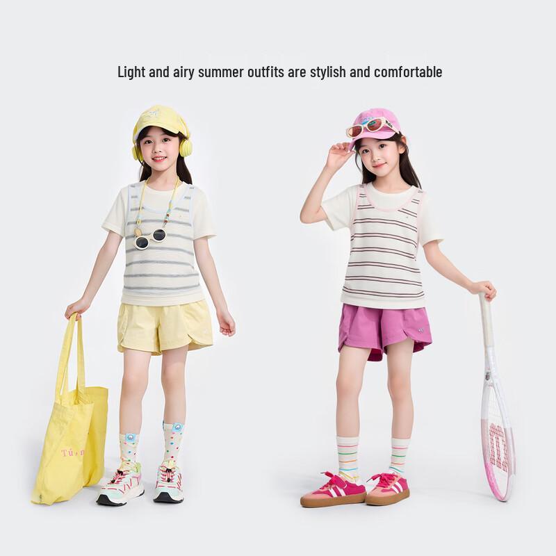 Girls' Striped Breathable Short-Sleeve T-Shirt