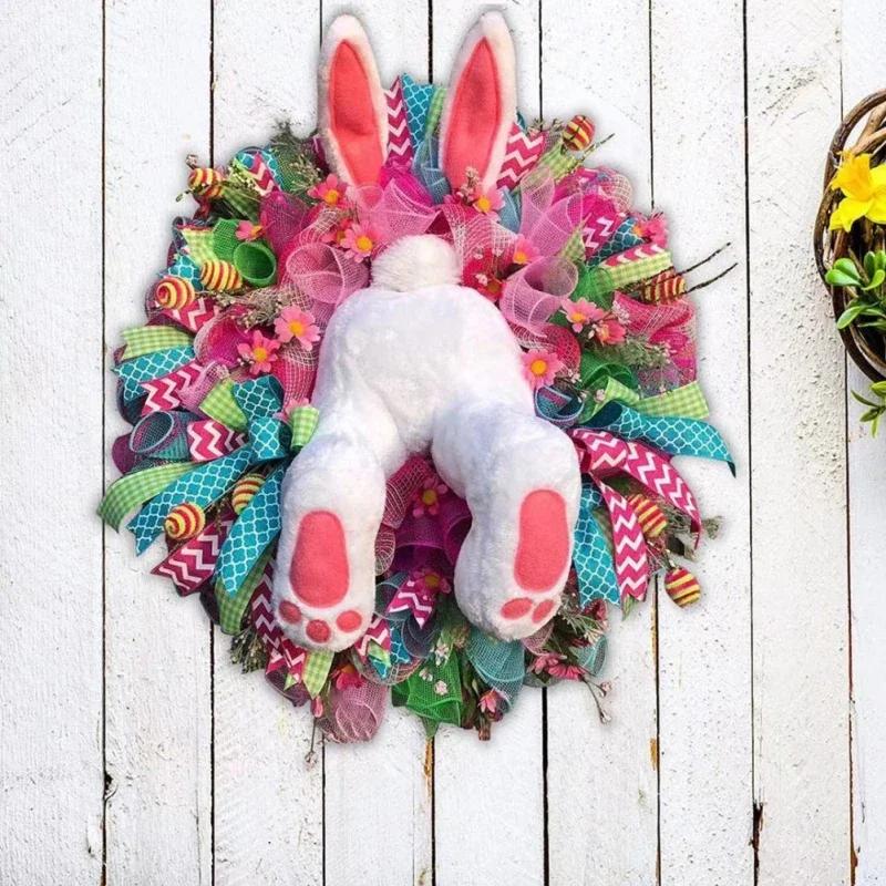 Easter Decorations Craft Supplies Easter Rabbit Wreath With Ears Rabbit Shape Garlandwall Decor Home Decoration Props
