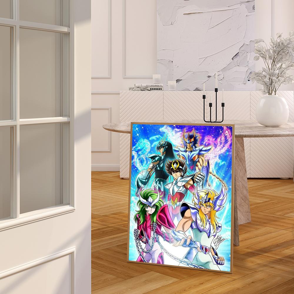1 Pezzo Poster Saint Seiya Film Poster Adesivi Carta Kraft Retrò Adesivo Fai da Te Stanza Bar Caffè Estetica Arte Pittura Murale