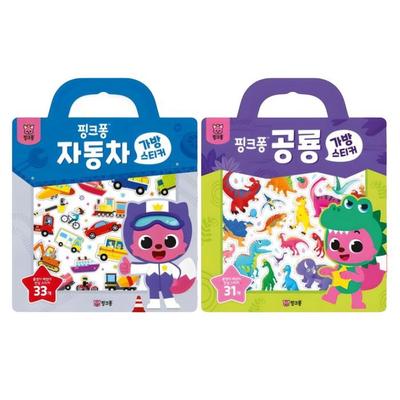 Gemaakt in Korea, KC-Gecertificeerd – Pinkfong Tas Sticker Set (Dinosaurus / Voertuig) 3 opties