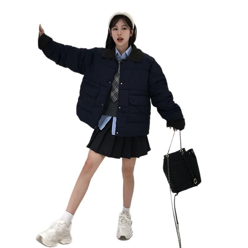 Padded Clothes Women's New Winter Corduroy Splicing Padded Clothes Large Size Padded Thick Jacket Padded Jacket